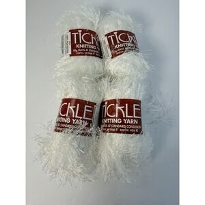 Tickle Knitting Yarn White Eyelash 50g 67 Yds 4 Skeins Sullivans